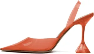 YDN Women Transparent Pumps Slingback Slip On Wineglass Slim High Heels Closed Pointed Toe Dress Shoes Dating Wedding Size 4-16 US
