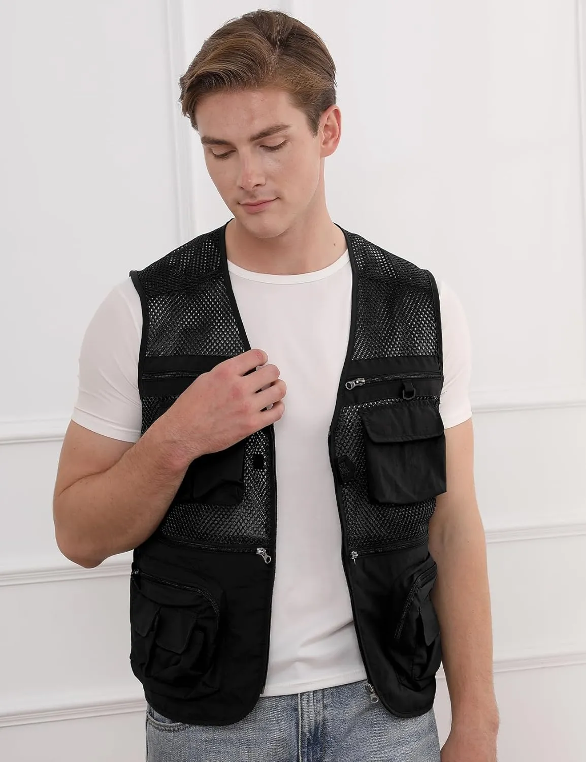 Yimoon Men's Fishing Vest Summer Outdoor Work Safari Vest Utility Travel Photo Cargo Vest with Multi Pockets