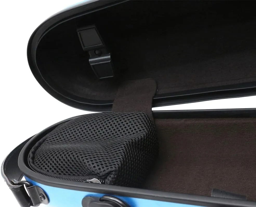 yinfente Triangle 1.95kg Violin Case 4/4 Full size Carbon Fiber Strong Bag 150kg Pressure Full Size With Adjustable Backstrap Two Bow Holder（Blue）