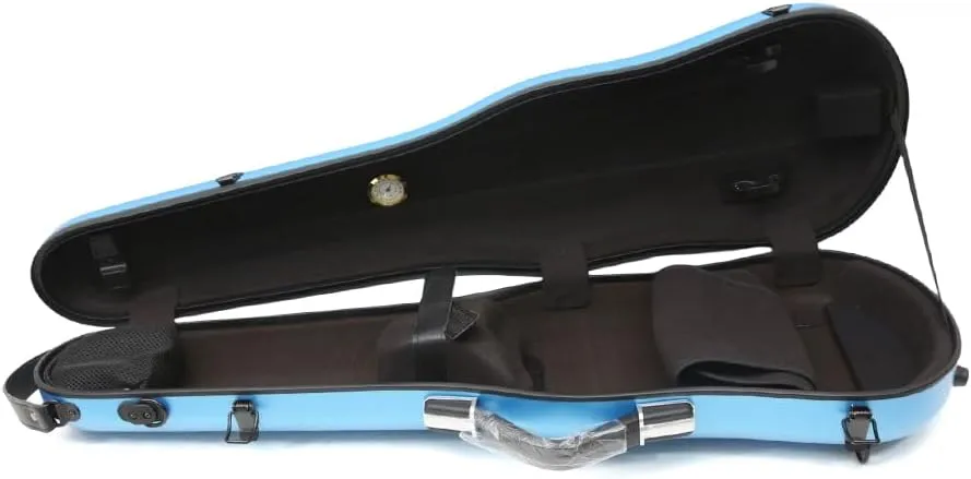 yinfente Triangle 1.95kg Violin Case 4/4 Full size Carbon Fiber Strong Bag 150kg Pressure Full Size With Adjustable Backstrap Two Bow Holder（Blue）