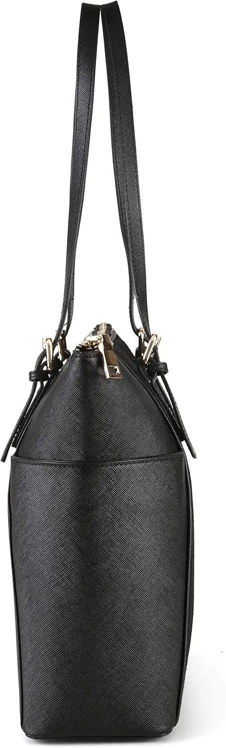 YISEVEN Womens Black Leather Handbag, Genuine Cowhide & Horse Hair