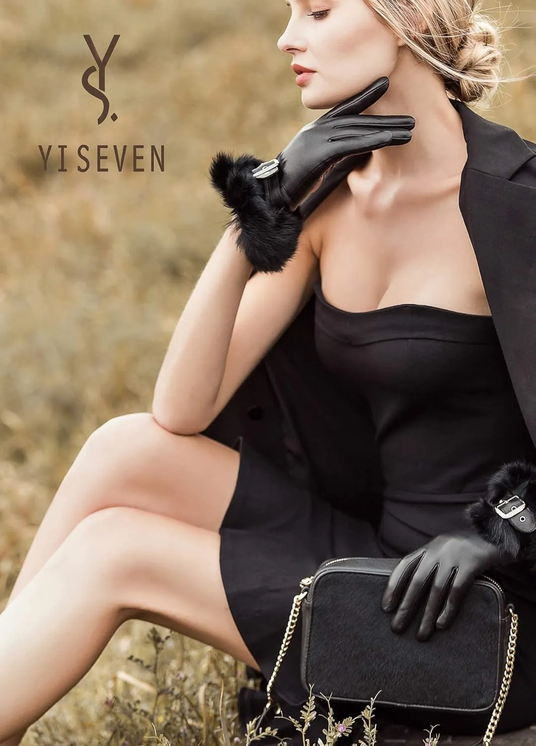 YISEVEN Womens Black Leather Handbag, Genuine Cowhide & Horse Hair