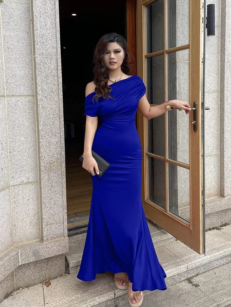 YMDUCH Women's Elegant Sleeveless Off Shoulder Bodycon Long Formal Party Evening Dress