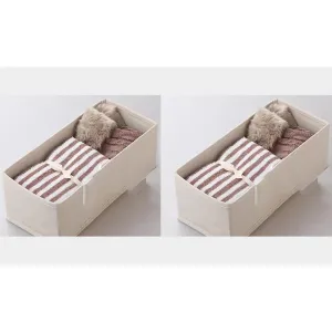 Ymlike Clothes Storage Organizer, Stackable Cotton Drawer Closet Box with Transparent Mesh Window and Handle, Store bag for Clothing, Jeans, Bras, Leggings, Sweaters, (2 Pack, Beige)