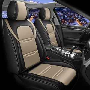 YORKNEIC 2 Front Car Seat Covers for Cadillac SRX 2010-2016 Faux Leather Waterproof Seat Covers Automotive Seat Protectors Cushions with Airbag Compatible(2 Front Seat,Black&Beige)
