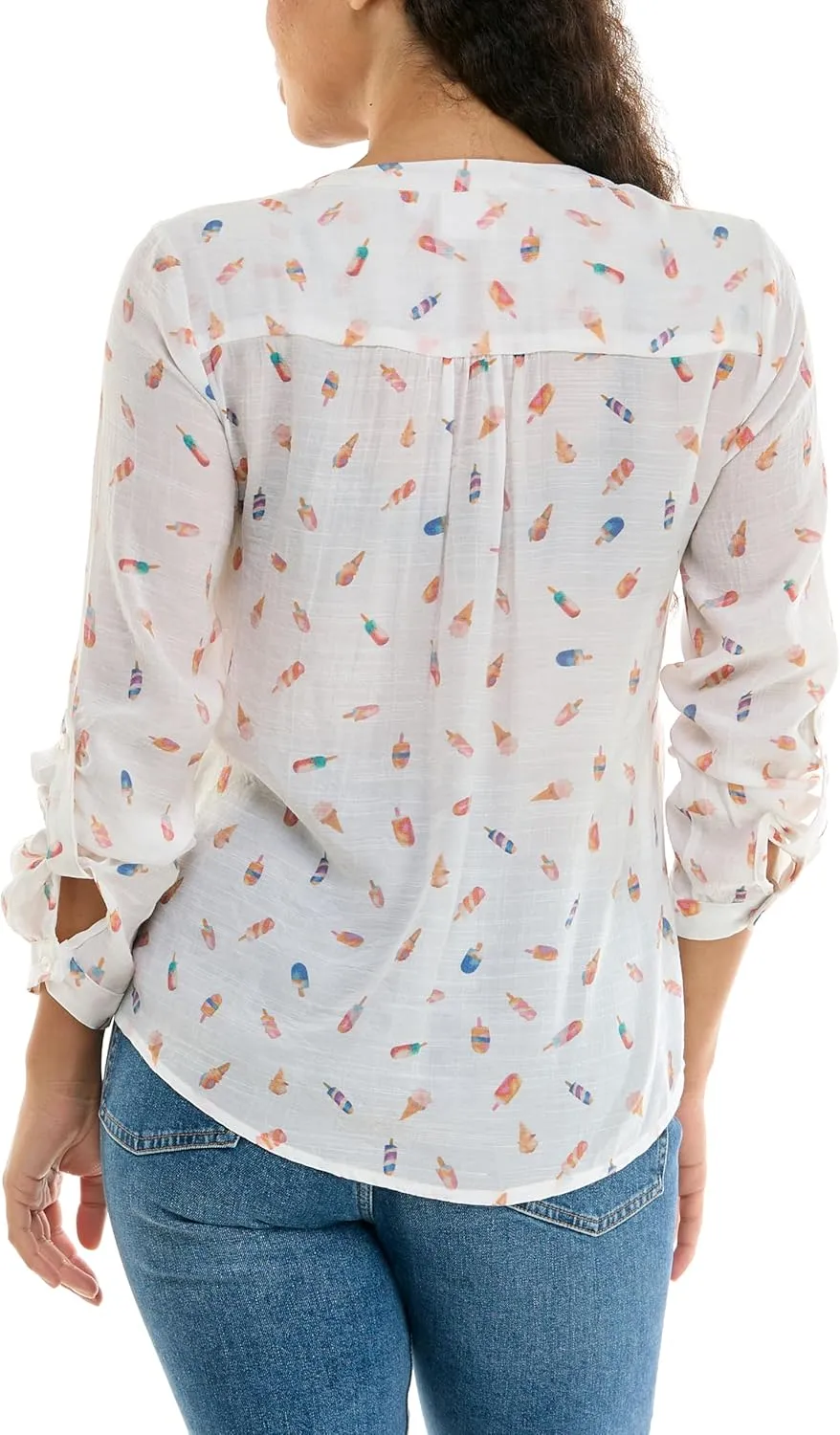 Zac & Rachel Women's Long Sleeve Linen-Like Button Up Shirt with Front Tie   Pocket