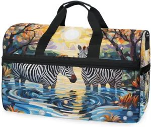 Zebra 2 Travel Duffel Bag Luggage Sports Gym Bags With Shoes Compartment Large Capacity Lightweight Duffle Bag For Men Women