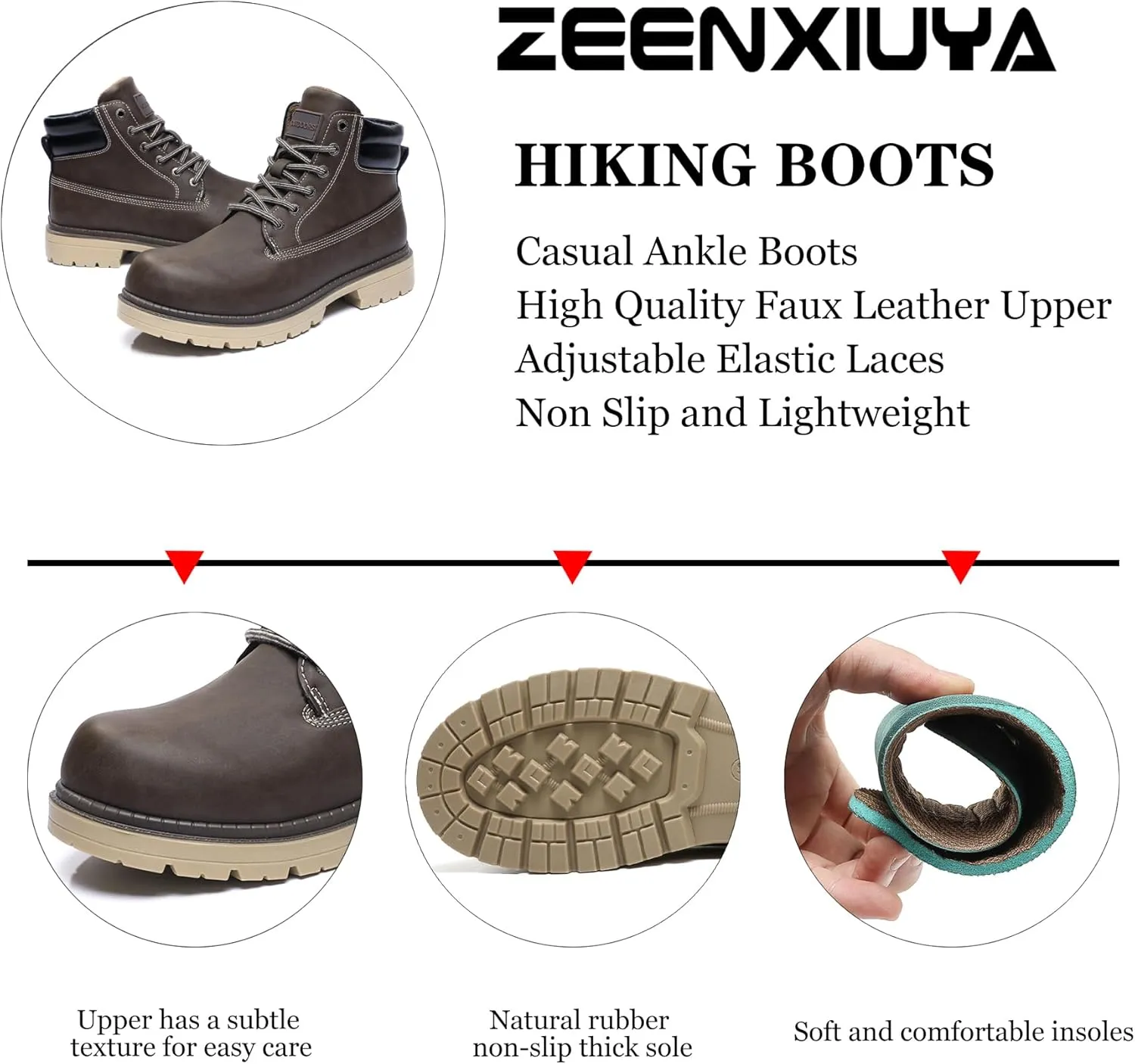 ZEENXIUYA Women's Hiking Boots Men's Chukka Boots Non-slip Outdoor Casual Boot Waterproof Lightweight Comfortable Ankle Lace Up Booties
