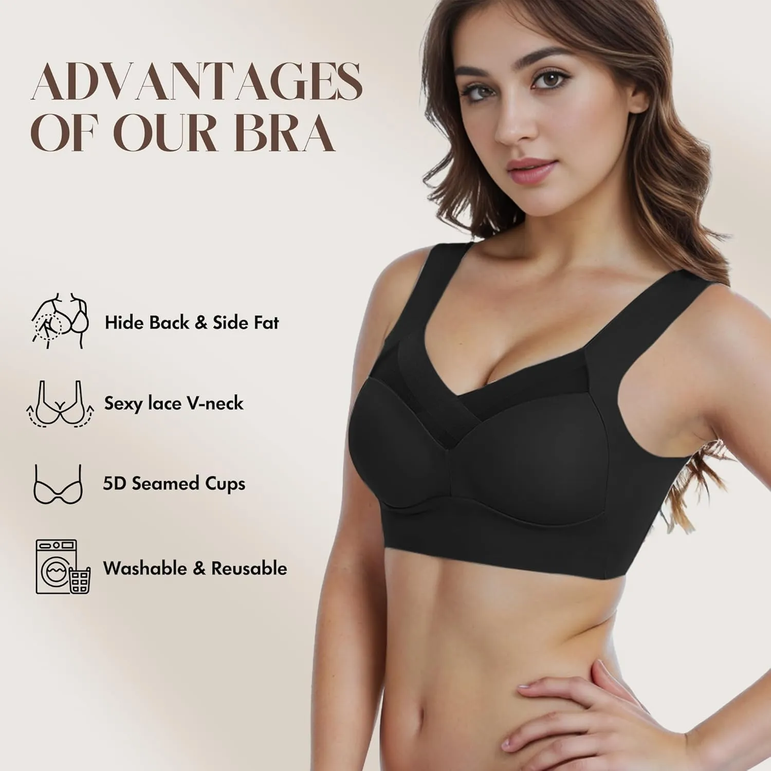 Zen Chic Bra Ultimate Lift Full-Figure Fashion Deep Cup Wireless Seamless Mesh Bras Padded Push Up Back Fat