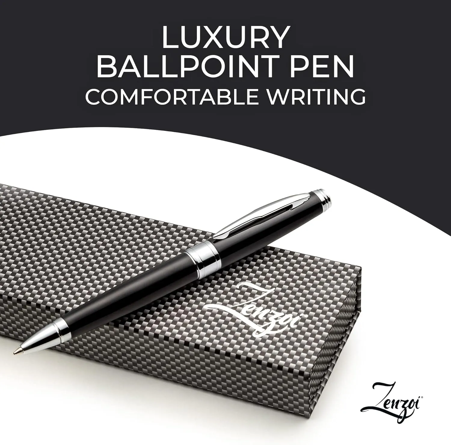 ZenZoi Black Ballpoint Pen Set. Elegant Executive Pen for Men or Women. High End Pen Gift Box w/Luxury Pen & 2 Gel Ballpoint (Blue   Black) Refills. Smooth Writing Pen (Black)