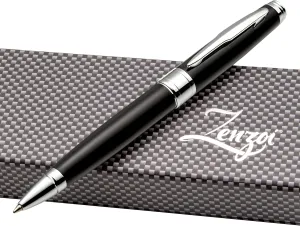 ZenZoi Black Ballpoint Pen Set. Elegant Executive Pen for Men or Women. High End Pen Gift Box w/Luxury Pen & 2 Gel Ballpoint (Blue   Black) Refills. Smooth Writing Pen (Black)