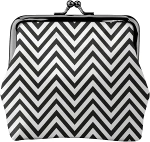 ZigZag Stripe Print Portable Women Coin Purse Cute Mini Zipper Wallet with Kiss Lock Credit Cards