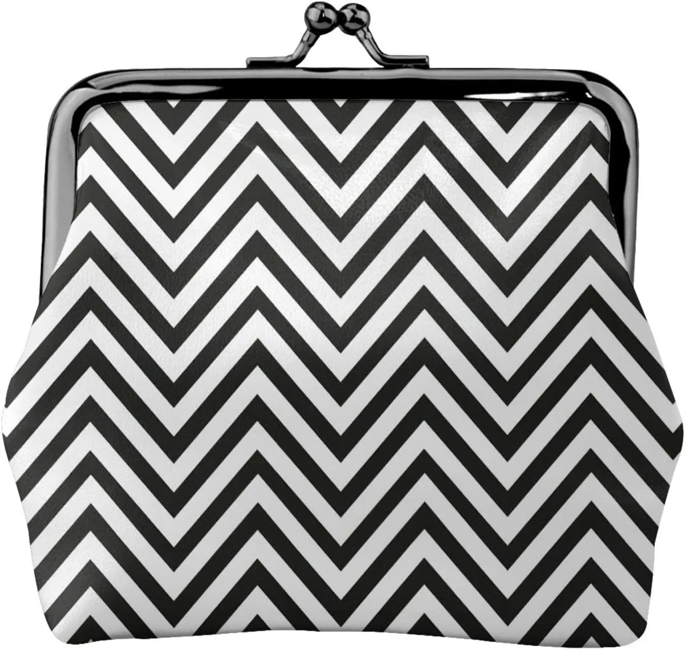 ZigZag Stripe Print Portable Women Coin Purse Cute Mini Zipper Wallet with Kiss Lock Credit Cards