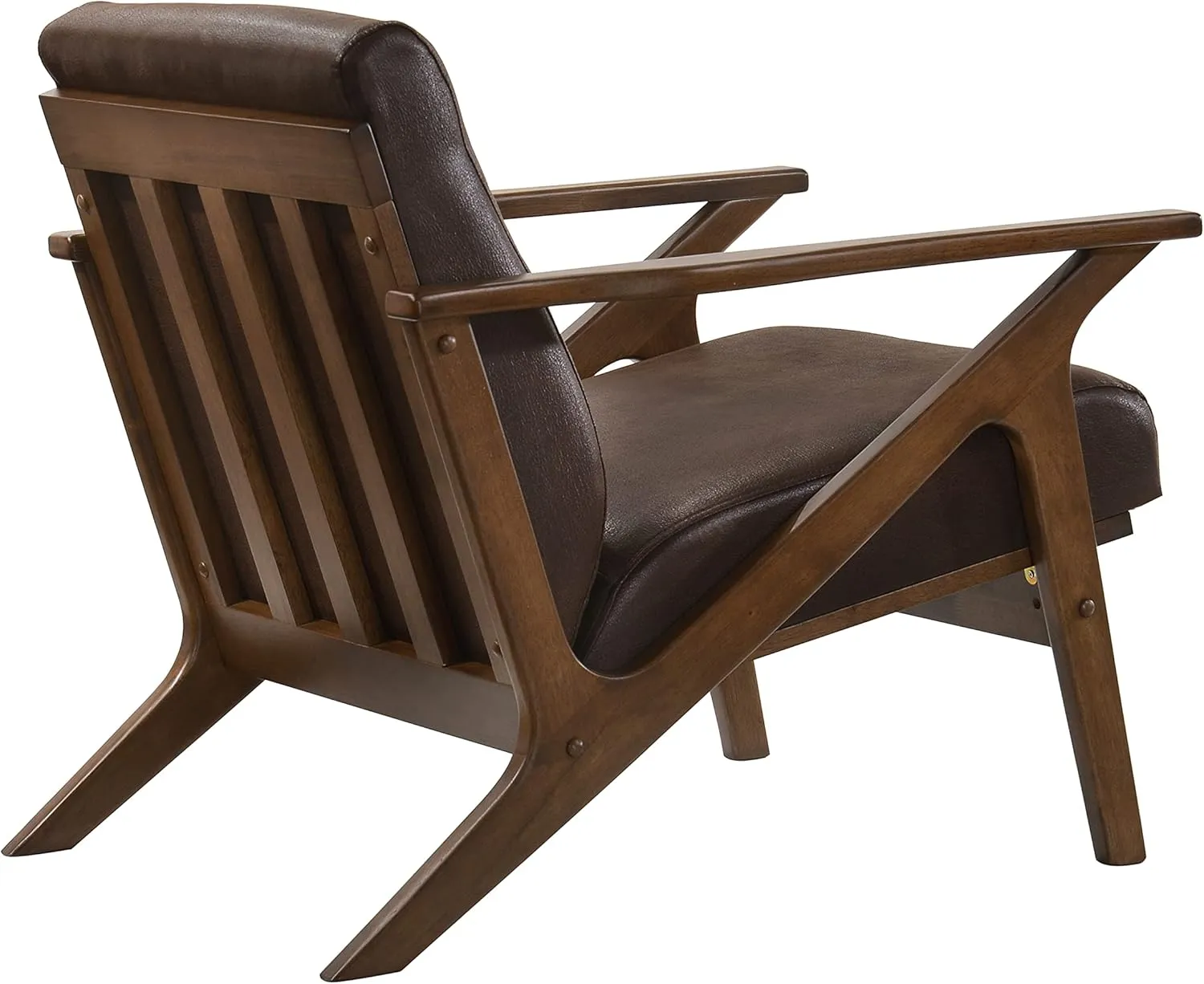 Zola Mid Century Modern Accent Chair Arm Chair: The Perfect Reading, Living Room, and Bedroom Chairs for Modern Home Furniture Use! Solid Wood Frame, Brown/Walnut