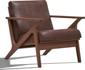 Zola Mid Century Modern Accent Chair Arm Chair: The Perfect Reading, Living Room, and Bedroom Chairs for Modern Home Furniture Use! Solid Wood Frame, Brown/Walnut