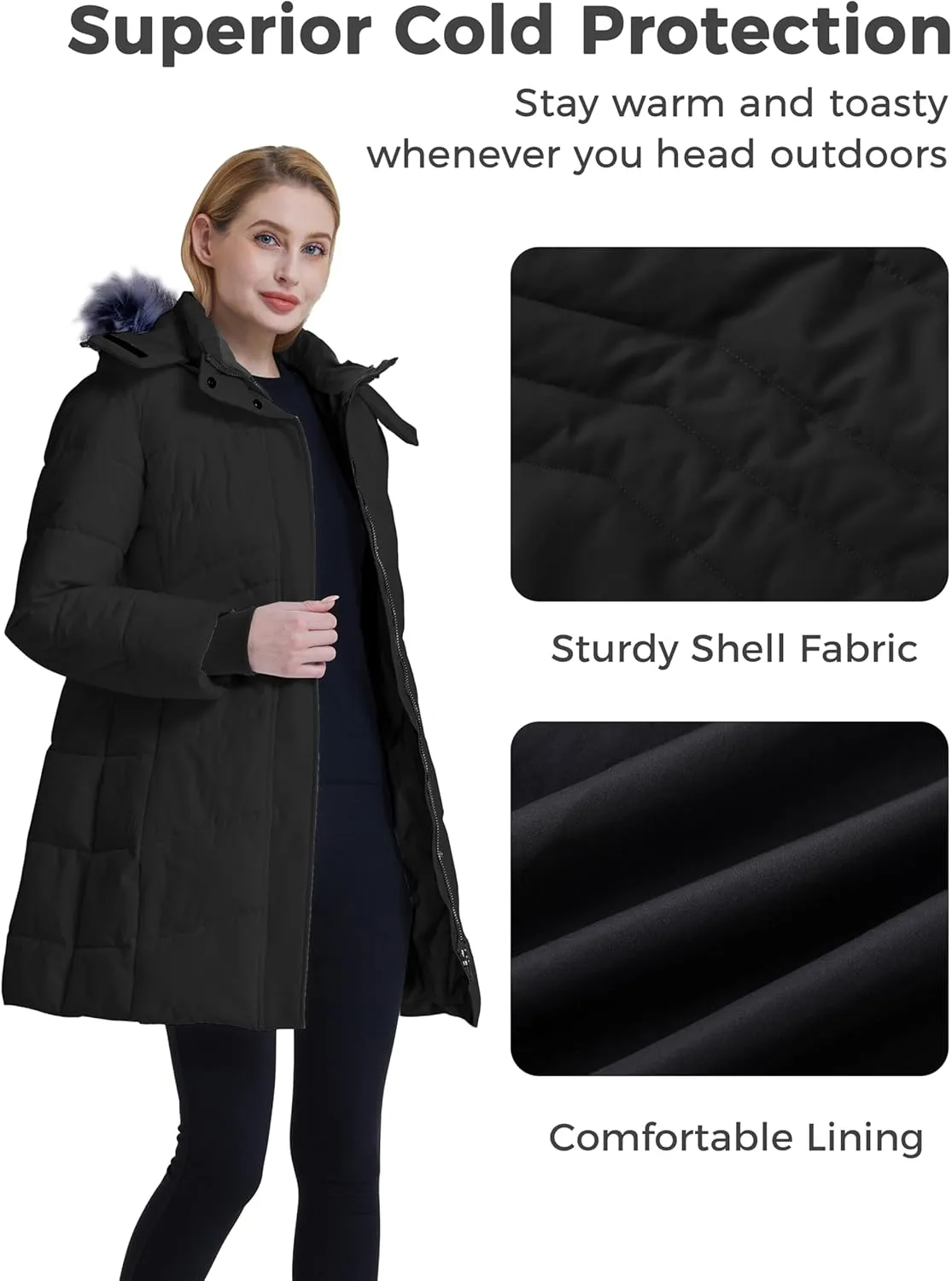 ZSHOW Women's Winter Coat Waterproof Warm Puffer Jacket Long Parka with Faux Detachable Hood