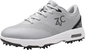 ZVC Golf Shoes Men with Spikes Non-Slip Water-Resistant Lightweight Breathable Professional Spiked Footwear Outdoor